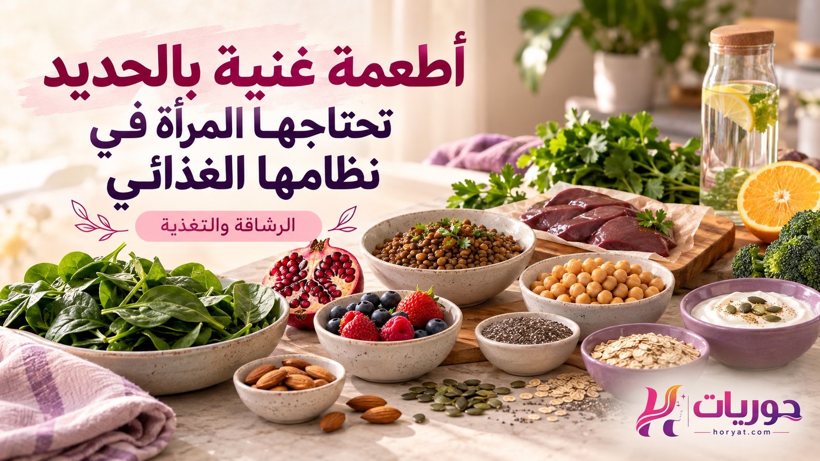 أطعمة غنية بالحديد تحتاجها المرأة في نظامها الغذائي